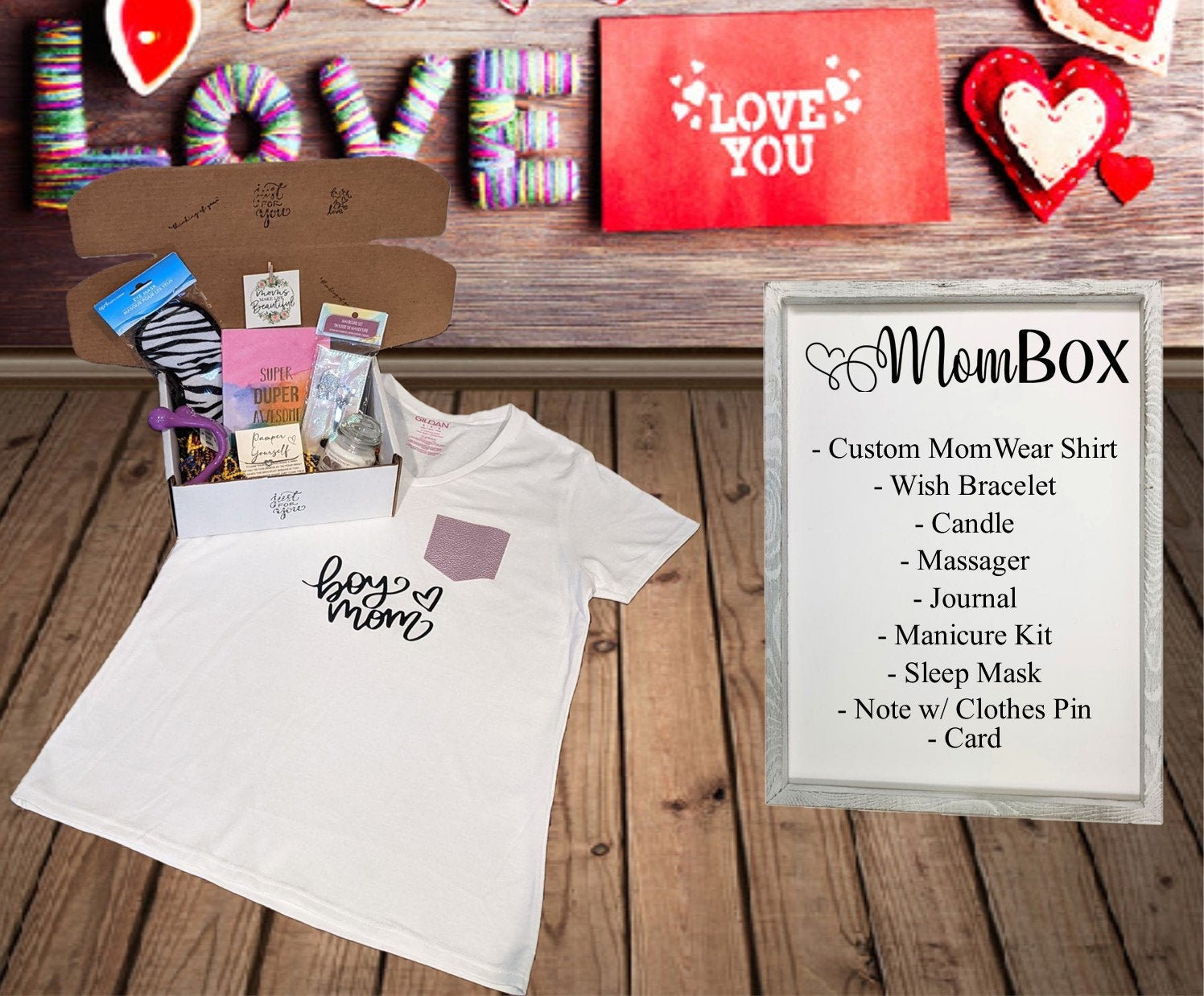 Mombox | Muttertag Mama Geschenk Neue Geschenkbox Individuell Eingestecktes V-Ausschnitt T-Shirt Wähle Deinen Style Aufkleber Aktive Gebrauchsspuren von 6enerationCreations