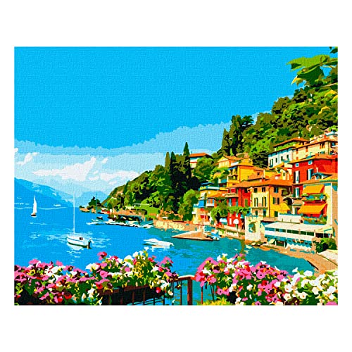 7 Artists Malen nach Zahlen Erwachsene mit Rahmen Beloved Italy Set 40x50 cm - Leinwand mit Pinseln, Acrylfarben für Malen Erwachsene von 7 Artists