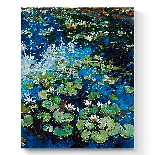 7 Artists Malen nach Zahlen Erwachsene mit Rahmen Claude Monet Water Lilies Set 40x50 cm - Leinwand mit Pinseln, Acrylfarben für Malen Erwachsene von 7 Artists