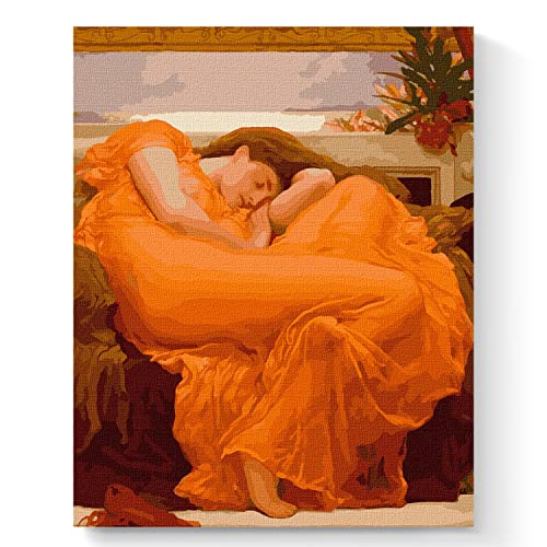 7 Artists Malen nach Zahlen Erwachsene mit Rahmen Frederick Leighton Burning June Set 40x50 cm - Leinwand mit Pinseln, Acrylfarben für Malen Erwachsene von 7 Artists