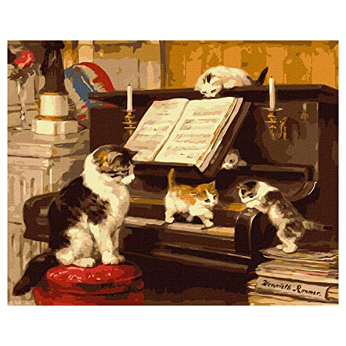 7 Artists Malen nach Zahlen Erwachsene mit Rahmen Henriette Ronner-Knip Piano Lessons Set 40x50 cm - Leinwand mit Pinseln, Acrylfarben für Malen Erwachsene von 7 Artists