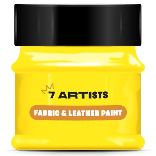 7 Artists Stoffmalfarbe, Lederfarbe 50ml Gelb | Stoffmalfarben Waschfest | Textilfarbe für Kleidung, Schuhe, Jeans, Taschen | Stofffarben Waschfest | Stofffarbe | Textilfarben Waschmaschinenfest von 7 Artists