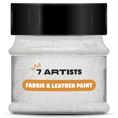 7 Artists Stoffmalfarbe, Lederfarbe 50ml Silber Glitter | Stoffmalfarben Waschfest | Textilfarbe für Kleidung, Schuhe, Jeans, Taschen | Stofffarben Waschfest | Textilfarben Waschmaschinenfest von 7 Artists