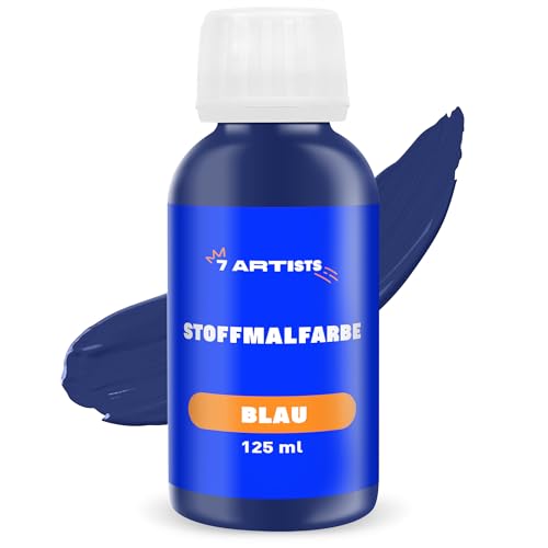 7 Artists Textilfarbe Waschmaschinenfest - Textilfarbe Blau 125 ml | Stofffarbe | Stoffmalfarben Waschfest | Textilfarben | Fabric Paint | Stoffmalfarbe | Stofffarbe Waschmaschine von 7 Artists