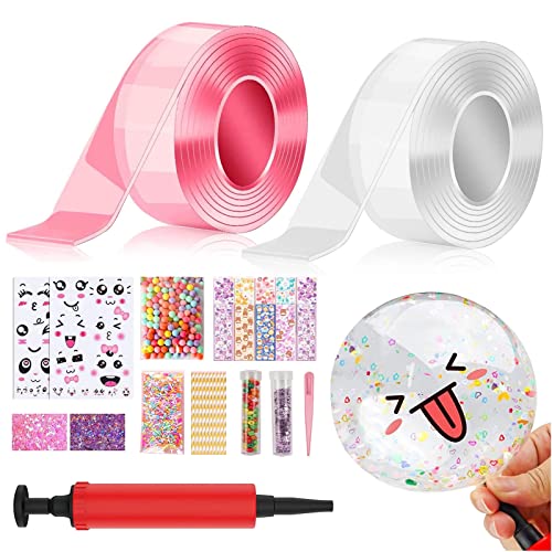 30 Stücke Nano Tape Bubbles Set,2 Rollen 3m Blowing Bubble Tape,Klebeband Craft Kit,Nano Tape Bubbles Ball Klebeband für Blow Bubbles mit Pailletten Aufkleber von 71Nmly