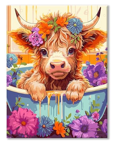 77iiAii Diamond Painting Erwachsene, Diamond Painting Tiere Kuh, Diamant Painting Bilder Groß xxl 40x50 cm für Erwachsene Kinder Diy und Wohnzimmer Schlafzimmer Wanddeko von 77iiAii