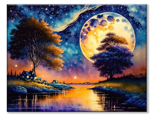 77iiAii Diamond Painting Erwachsene Diamant Painting Bilder Mond 5D Diamond Painting Groß xxl 40 X 50 cm für Geschenk Wohnzimmer und Schlafzimmer Wanddeko von 77iiAii