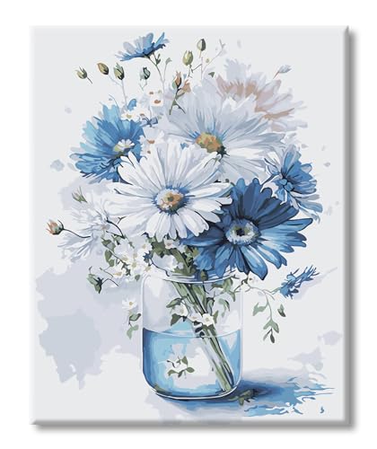 77iiAii Malen Nach Zahlen Erwachsene Blumen, Malen Nach Zahlen DIY Kreativ Bastelset für Erwachsene und Mädchen Geschenk- 40x50cm Faltenfreie Leinwand (Blumen-A2) von 77iiAii