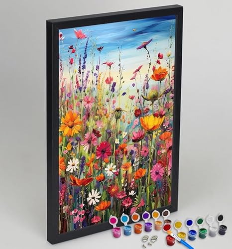 77iiAii Malen nach Zahlen Erwachsene, DIY Handgemalt Ölgemälde Kit Paint by Numbers Adult Mit 3 - Pinseln und Acrylfarbe knitterfreie leinwand Kit - 40 X 50 CM (Schwarzer Rahmen) von 77iiAii