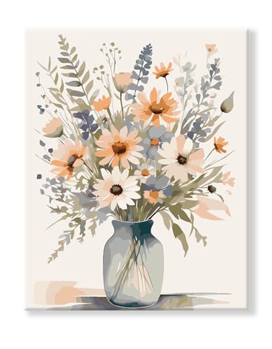 77iiAii Malen nach Zahlen Erwachsene Blume, DIY Handgemalt Ölgemälde Kit Paint by Numbers Adult Mit 3 - Pinseln und Acrylfarbe knitterfreie leinwand Kit - Geschenkideen 40 X 50 CM (Blume-A1) von 77iiAii