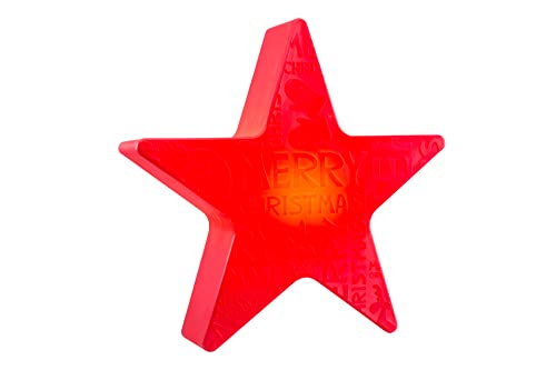 8 seasons design Shining Star "Merry Christmas" LED Weihnachtsstern Ø 60 cm (Rot), E27 Fassung inkl. Leuchtmittel in warmweiß, beleuchteter Stern mit geprägtem Weihnachts-Motiv, für außen und innen von 8 seasons