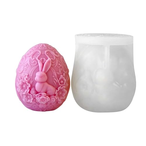 Ostern Hase Ei Kerzen Silikonformen Gießformen, 3D Kaninchen Kerzengießformen zum Gießen,Bunny Schokoladen Gießform Seifenform DIY fur Ortendeko Kerzenherstellung Handwerk Ornamente von 95sCloud-1