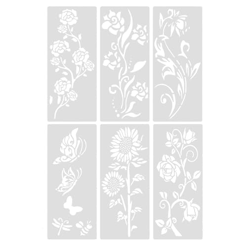 Schablonen Wandgestaltung Garden Fence Large Flower Stencils, Große Blumen Schablone, Malerei Schablonen Set, Wandschablonen, DIY Zeichenschablone für Holz, Wand Dekoration (B, 35X15cm) von 95sCloud-1