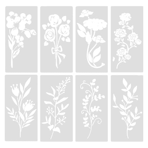 Schablonen Wandgestaltung Garden Fence Large Flower Stencils, Große Blumen Schablone, Malerei Schablonen Set, Wandschablonen, DIY Zeichenschablone für Holz, Wand Dekoration (C, 15X7.5cm) von 95sCloud-1