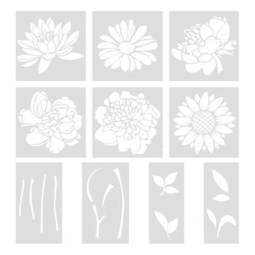 Schablonen Wandgestaltung Garden Fence Large Flower Stencils, Große Blumen Schablone, Malerei Schablonen Set, Wandschablonen, DIY Zeichenschablone für Holz, Wand Dekoration (E, 35X20cm) von 95sCloud-1