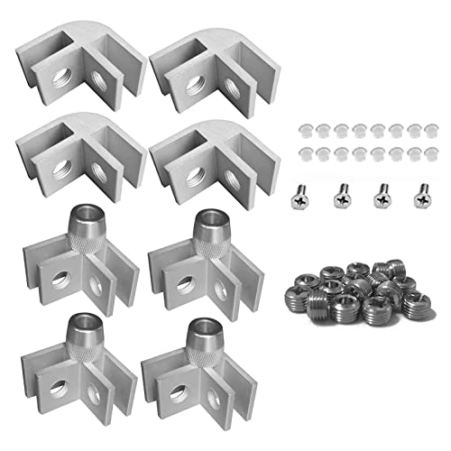 A/A Quadratische Feuerstellen-Windschutzteile, 5/16 Zoll Glas-Flammenschutz-Windschutz-Clips Ersatzklemmen, 8er-Set und Vier rutschfeste Basen und Installationsteile, stabile Füße von A/A