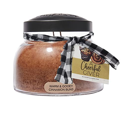 A Cheerful Giver 22 oz. Mama Jar Candle Duftkerze im Glas, Duft Gooey Cinnamon Buns, Paraffinwachs, Warme und klebrige Zimtbrötchen, 22oz, 624 von A Cheerful Giver