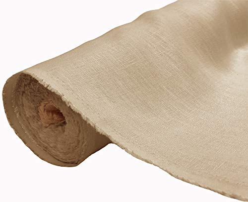 A-ExA-Express Naturrein Leinen Stoff Sanft Kleidung Reines Leinenstoff für Handarbeit Nähen Heimwerken Schneiderei Kreuzstich Mode Tasche 100% Leinen 140cm Breite - 5 Meter 500cm x 140cm Beige von A-Express