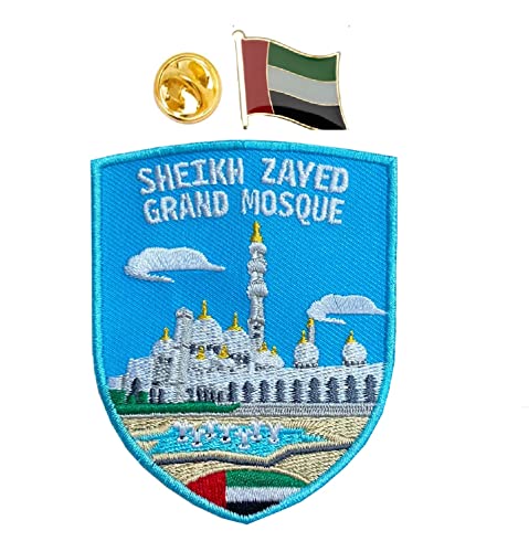 A-ONE 2 Stück Sheikh Zayed Grand Moschee Abu Dhabi UAE Wahrzeichen Aufbügler Patches Aufnäher 3D Tactical Patches Pin Metall Knöpfe Nr. 206P von A-ONE