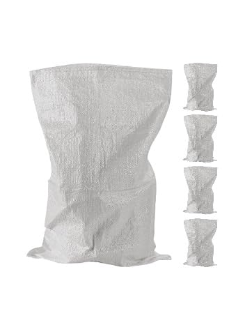 A&A SUPPLIES UK - Gewebte Müllsäcke für Bauschutt, weiß, 50 x 80 cm – robuster Gartenabfallsack – robuster Jumbo-Sack aus Polypropylen, 50 x 76,2 cm, Weiß, 5 Stück von A&A SUPPLIES UK