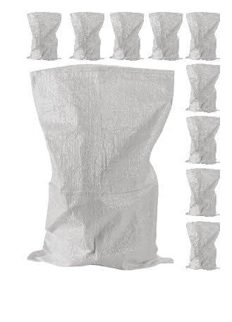 A&A SUPPLIES UK - Gewebte Müllsäcke für Bauschutt, weiß, 50 x 80 cm – robuster Gartenabfallsack – robuster Polypropylen, Polypropylen, Jumbo-Sack, 50 x 76,2 cm, Weiß, 10 Stück von A&A SUPPLIES UK