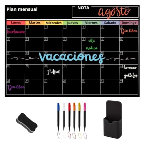 Magnetischer Kühlschrankkalender, Monatsplaner, Magnettafel mit 5 Filzstiften und Radiergummi, leicht zu löschen. von A&D MARKET