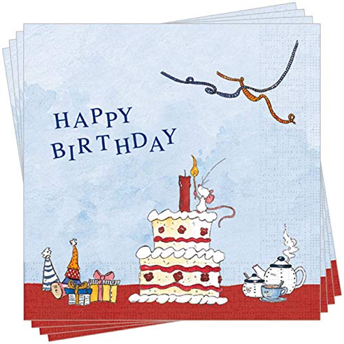 A.H. Schmachtl Gute-Laune-Servietten mit Motiv Tilda Apfelkern - Happy Birthday - 20 Stück 33 x 33 cm - 3lagig - lichtecht - RFS032 von A.H. Schmachtl