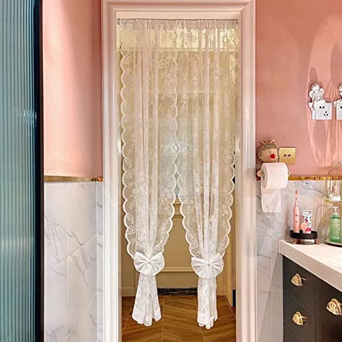 A.Monamour Gardine Scheibengardinen 2 Stücke Weißer Transparenter Voile Vorhang Mit Floraler Stickerei Spitze Kurzvorhang Kurzgardinen Küchengardine Küche Vorhang Fenster Kurz Stores Bistrogardine von A.Monamour