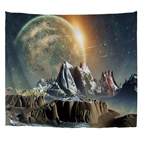 A.Monamour Wandteppiche Fantasie-Universum Fremden Planeten Felsen Und Berge 3D Abstrakte Landschaft Kunst Print Stoff Wandteppich Wandbehänge Wandbild Für Schlafzimmer Wohnzimmer 153x130cm von A.Monamour