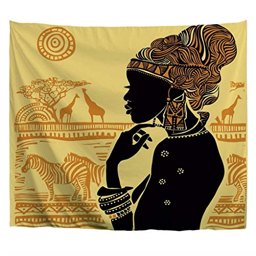 A.Monamour Wandteppiche Silhouette Der Afrikanischen Frau Afrikanische Landschaft Braun Hintergrund Dekore Gedruckt Stoff Wandbehang Gobelin Wandbild Vorhang Wand Wand Für Schlafzimmer 180x230cm von A.Monamour