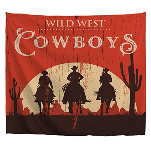 A.Monamour Wandteppiche Silhouette Der Western Cowboys Reitpferde In Der Wüste Kunst Design Print Stoff Hippie Mandala Wandkunst Wandbehänge Tischdecke Bettdecke 203x153cm von A.Monamour