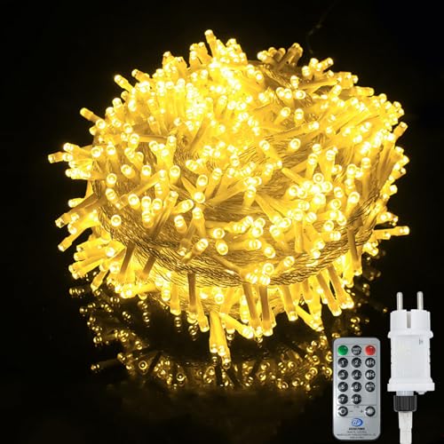 LED Lichterkette Außen 20m, Lichterkette Innen Strom Warmweiß 200 LED Lichterketten mit Stecker, 8 Modi IP44 Wasserdicht Weihnachtsbeleuchtung für Garten Hochzeit Weihnachten Party von A.bigwhale