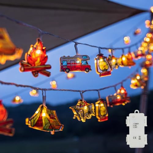 LED Lichterkette Außen Batterie, 10 LED Warmweiß Innen Lichterketten mit Timer, Camping LED Lichterkette für Wohnmobil, Zelt, Picknick, Schlafzimmer, Party von A.bigwhale