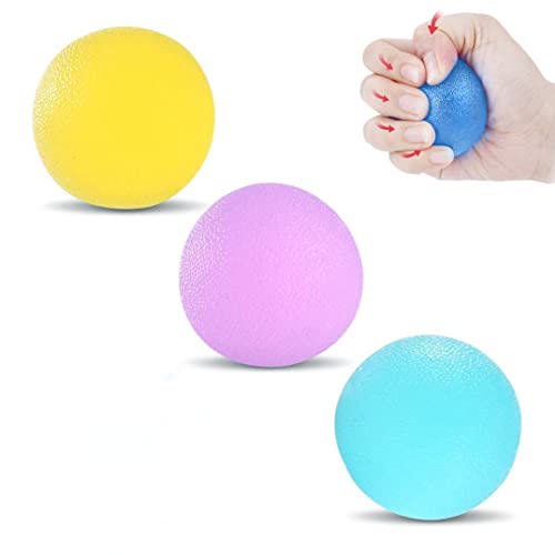 A Hand-Therapie-Bälle, Handtherapie-Bal, Silikon Handtrainer, 3er-Set, Finger-, Handgelenk-, Arthrose-Training, Hand Therapie Übungs, Lindert Stress, 3 Farben von A