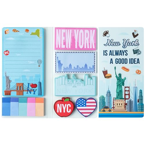 A1DIEE 550 Blatt New York Haftnotizen Set, City Bundle Selbstklebende Haftnotizen Schreiben Memo Blöcke, Selbstklebende Seitenmarker, Schulbedarf für Lehrer Schüler von A1DIEE