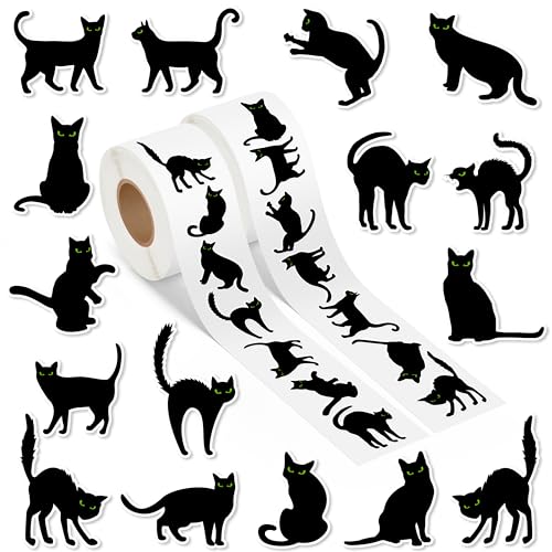 A1DIEE Halloween Schwarze Katze Aufkleberrolle 2er Set von A1DIEE