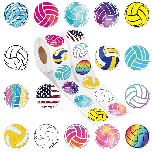 A1diee Cartoon Volleyball Aufkleber Rolle - 1000 Stück Selbstklebende Roller Sticker Belohnungsaufkleber DIY Vinyl Siegelaufkleber für Scrapbooking Laptop Party Tasche von A1DIEE