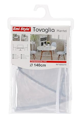 A2ZWORLD Transparente Tischdecke, rund, aus PVC, kunststoffbeschichtet, schützend, wasserdicht, leicht zu reinigen, Durchmesser 140 cm, AB322270 von A2ZWORLD