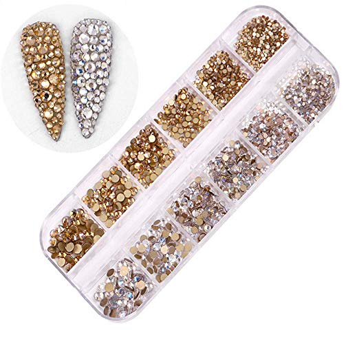 Nagel Art Strassstein,1440 Stück Nail Art Strass 3D Nagel Kunst Strasssteine für Nägel DIY Strass Kristall Diamant Telefon Nail Art Dekoration(I) von A68