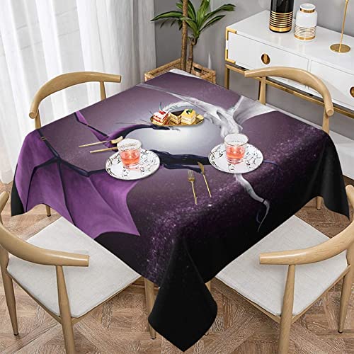 AABSTBFM Quadratische Tischdecke, 137 x 137 cm, Violett und Wirte Drachen, bedruckt, waschbar, wasserdicht, knitterfrei von AABSTBFM