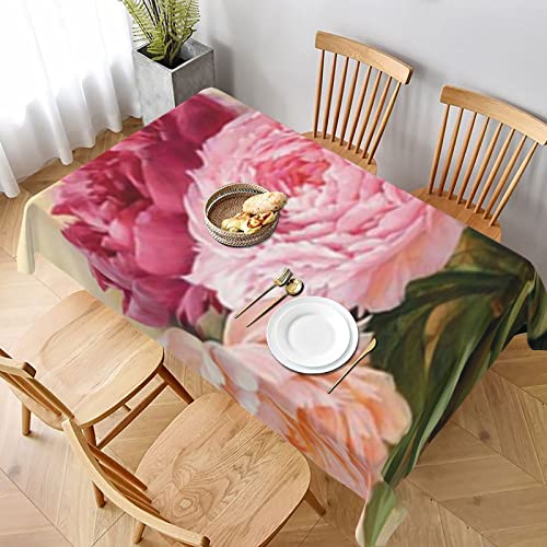 AABSTBFM Rechteckige Tischdecke 228 x 152 cm – Pfingstrosen, Blumen, bedruckt, waschbar, wasserdicht, knitterfrei, Tischdekoration von AABSTBFM