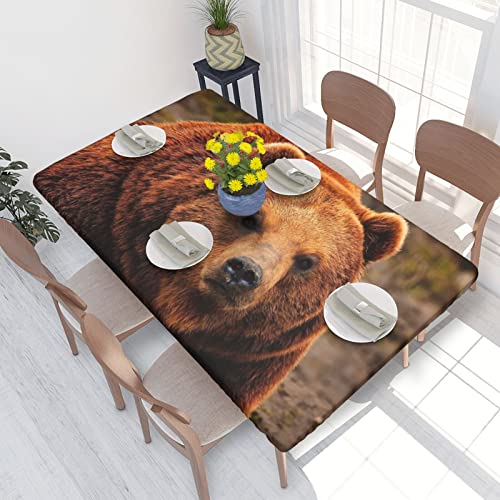 Rechteckige Tischdecke, 122 x 76 cm, für 1,2 m Esstischschutz – Grizzly Bear bedruckt, elastische Einfassung, knitterfreie Tischdekoration, Tischdecke von AABSTBFM