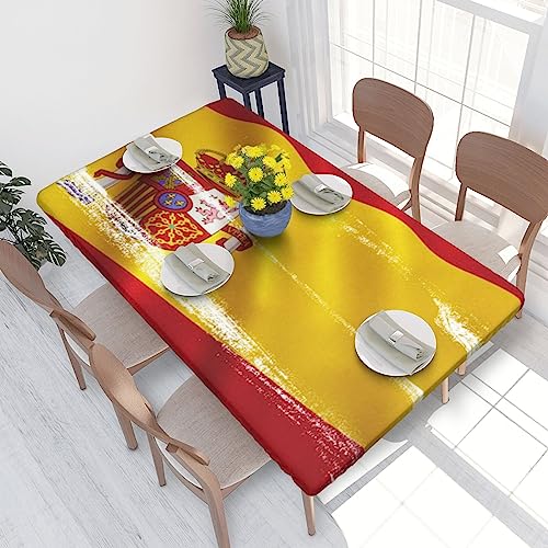 Rechteckige Tischdecke, 122 x 76 cm, für 1,2 m Esstischschutz – Spanien-Flagge, bedruckt, elastische Einfassung, knitterfreie Tischdekoration, Tischdecke von AABSTBFM