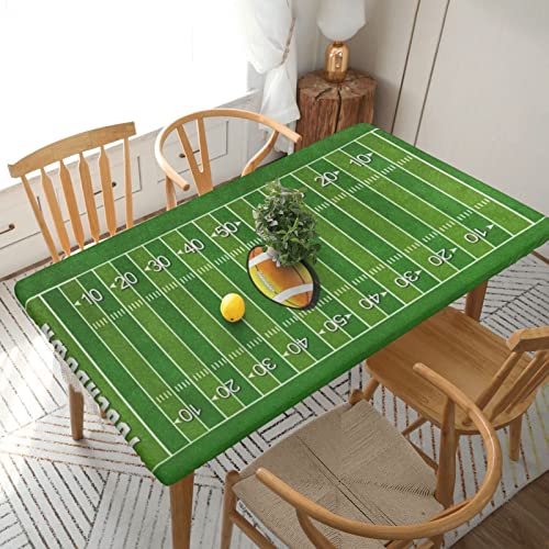 Rechteckige Tischdecke, 152 x 76 cm, für 1,5 m Esstischschutz – American Football Feldball Sport bedruckte elastische Einfassung, knitterfreie Tischdekoration, Tischdecke von AABSTBFM