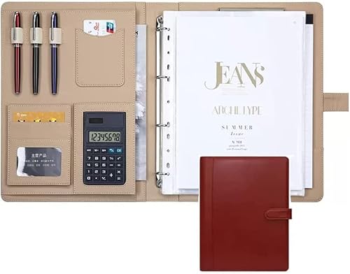 AADDFDD A4-Arbeitsmappe, Klemmbrett, Ordner, Portfolio, Business-Ordner, Padfolio, A4, Executive-Datei, legaler Dokumenten-Organizer mit Taschen für Männer und Frauen von AADDFDD