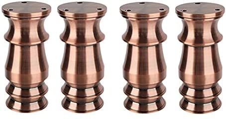 AADDFDD MöBelfüßE 3-6 Zoll verstellbare Möbelbeine, Metallsofabein, Couchtisch, Fernsehschrankfüße, europäischer Stil, rund, 4er-Set, Rotbronze, 10 cm von AADDFDD