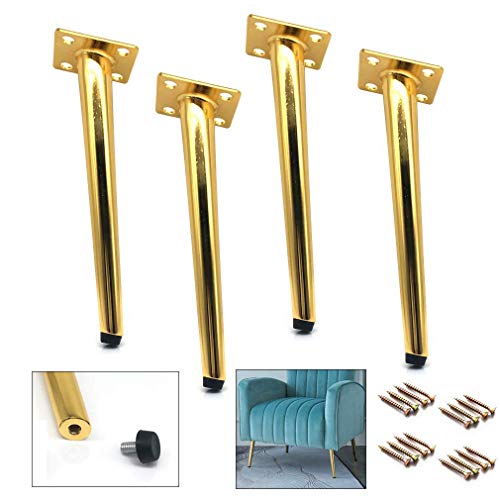 AADDFDD MöBelfüßE 4er-Set verstellbare Möbelbeine, Möbelfüße aus Metall, Couchtischbeine, DIY-Ersatz für Schrank, Sofa, Couch, Stuhl, Ottomane, Tragkraft 500 kg, Gold (20 cm) von AADDFDD