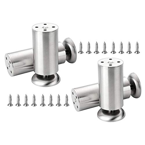 AADDFDD MöBelfüßE Möbelbeine aus Metall, verstellbare Küchenfüße aus Edelstahl, für Schrank, Couch, Sofa, Stuhl, Tisch, rund, 4er-Set, Silber, 15 cm von AADDFDD