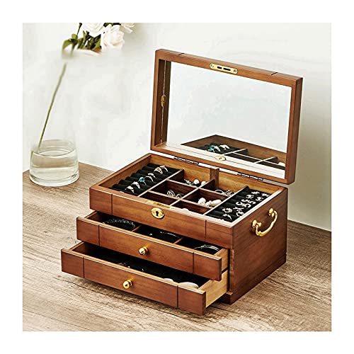 AADDFDD Schmuckkästchen, 3/4/5-lagig, große Schmuckschatulle/Schrank/Kleiderschrank aus Holz mit Schloss und Spiegel, Schmucketui für Frauen und Mädchen, Ring-/Halsketten-Schmuck-Organizer für Frauen von AADDFDD