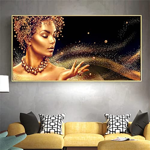 Diamant Malerei kinder set,Goldene Frauen 5D DIY diamant painting bilder Vollbohrer Diamant Gemälde Kristall Strass Stickerei Kreuzstich Art Craft Kunsthandwerk für Home Wall Décor 30x90cm Round Drill von AAOTE